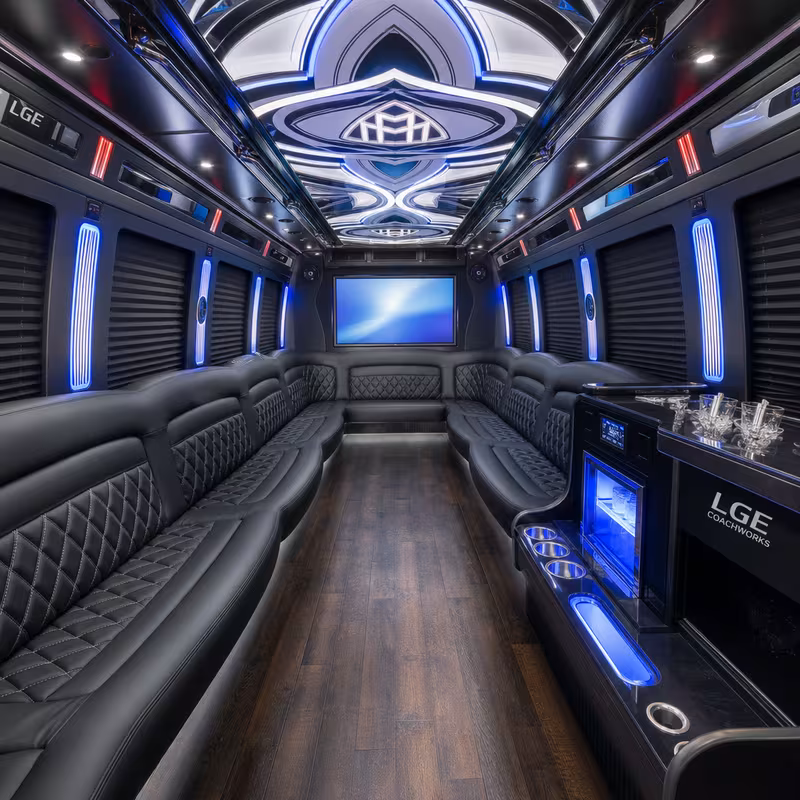 18 Passenger Party Bus Inside