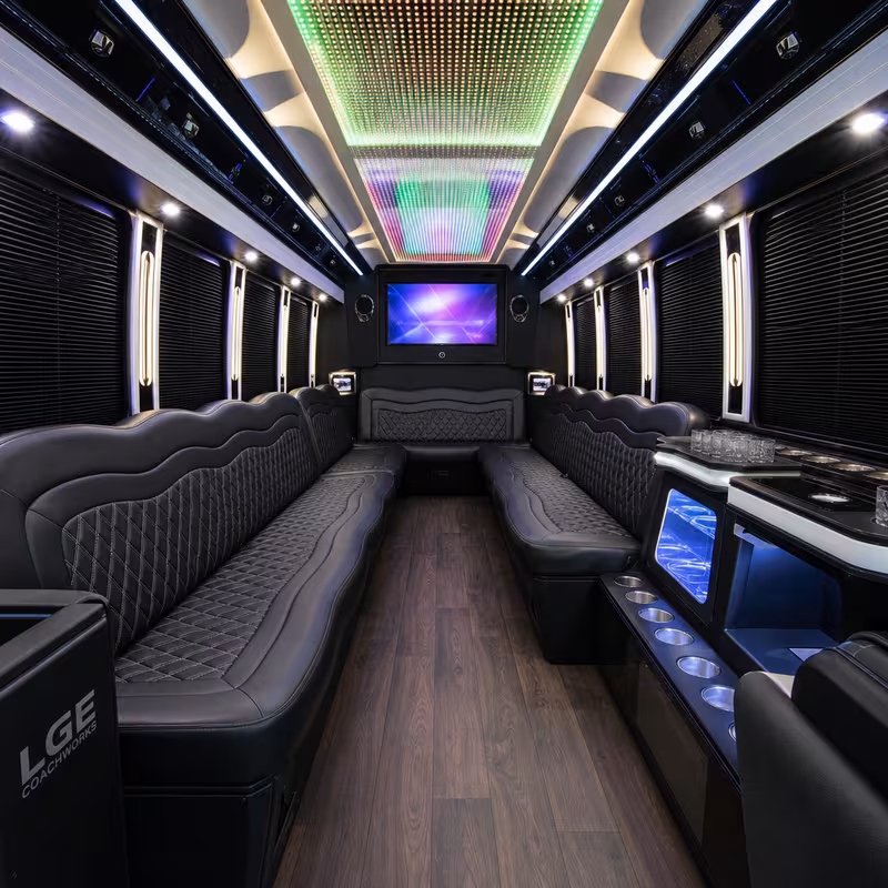 18 Passenger Party Bus Interior