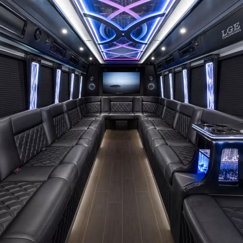 20 Passenger Party Bus Inside