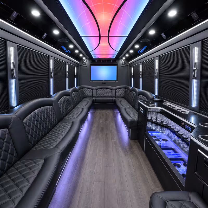 20 Passenger Party Bus Interior