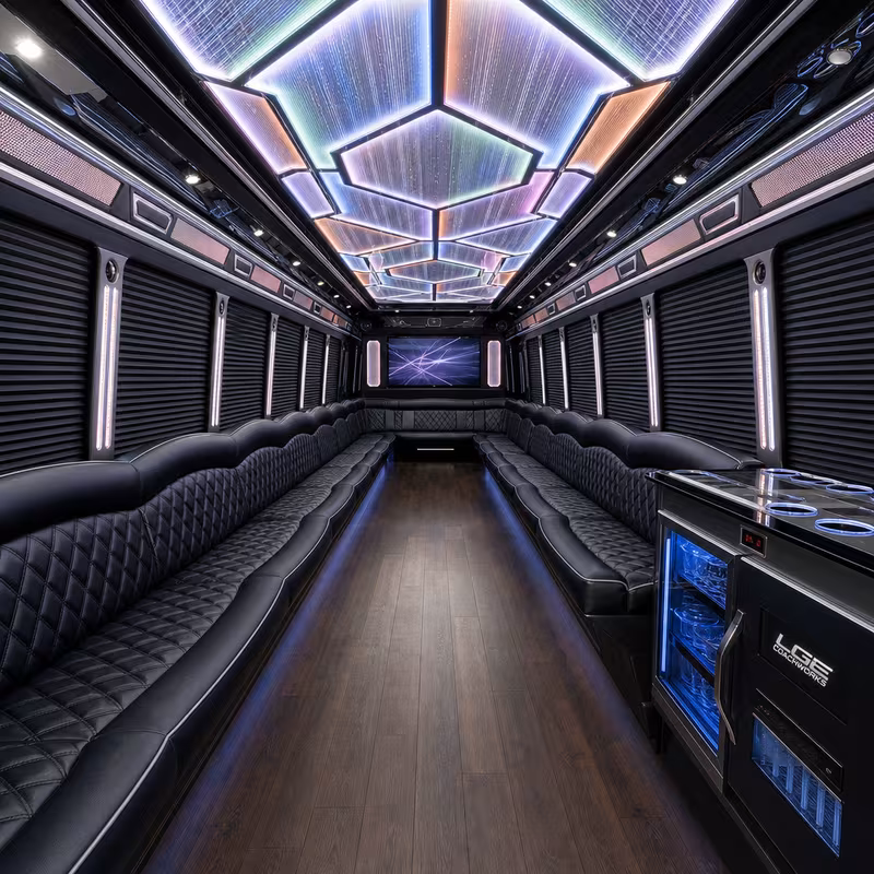 50 Passenger Party Bus Inside