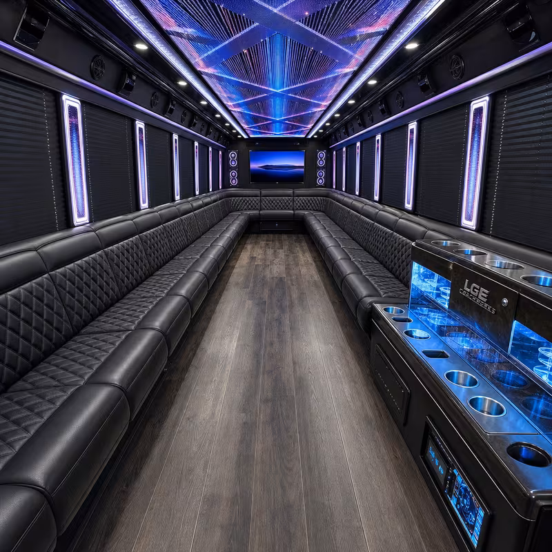 50 Passenger Party Bus Interior