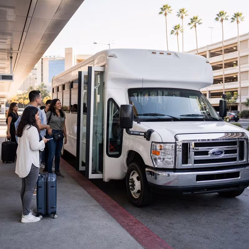 Black Mercedes Sprinter van staged for an Gilbert Airport Transportation group