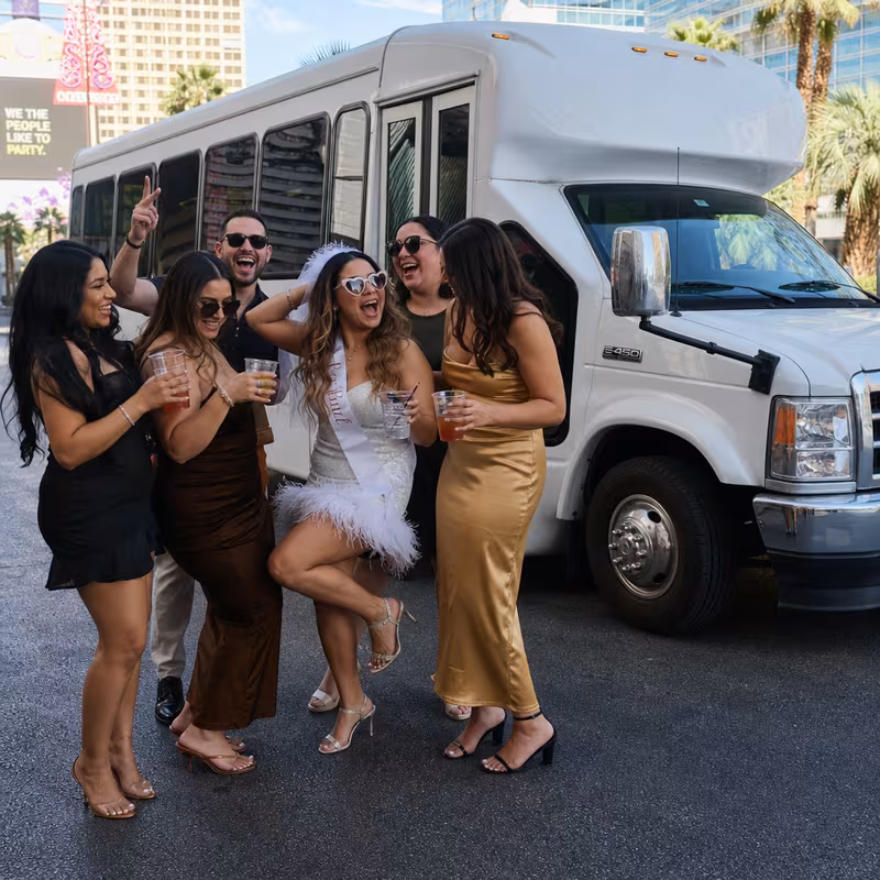 Black Mercedes Sprinter van staged for an Gilbert Bachelor & Bachelorette Transportation group