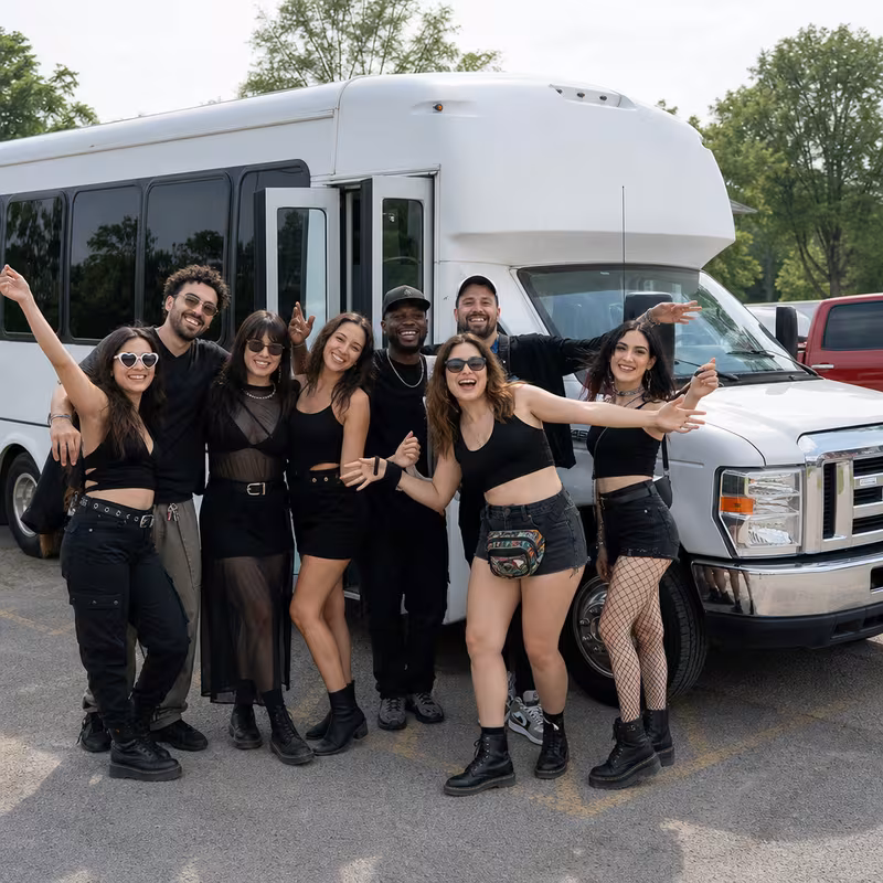 Black Mercedes Sprinter van staged for an Gilbert Concert Transportation group