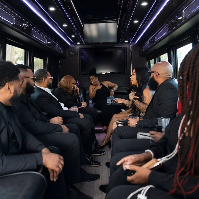 Black Mercedes Sprinter van staged for an Gilbert Private Event Transportation group
