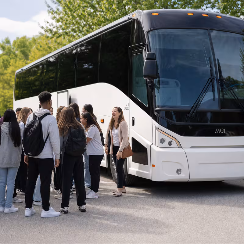 Black Mercedes Sprinter van staged for an Gilbert School Transportation group