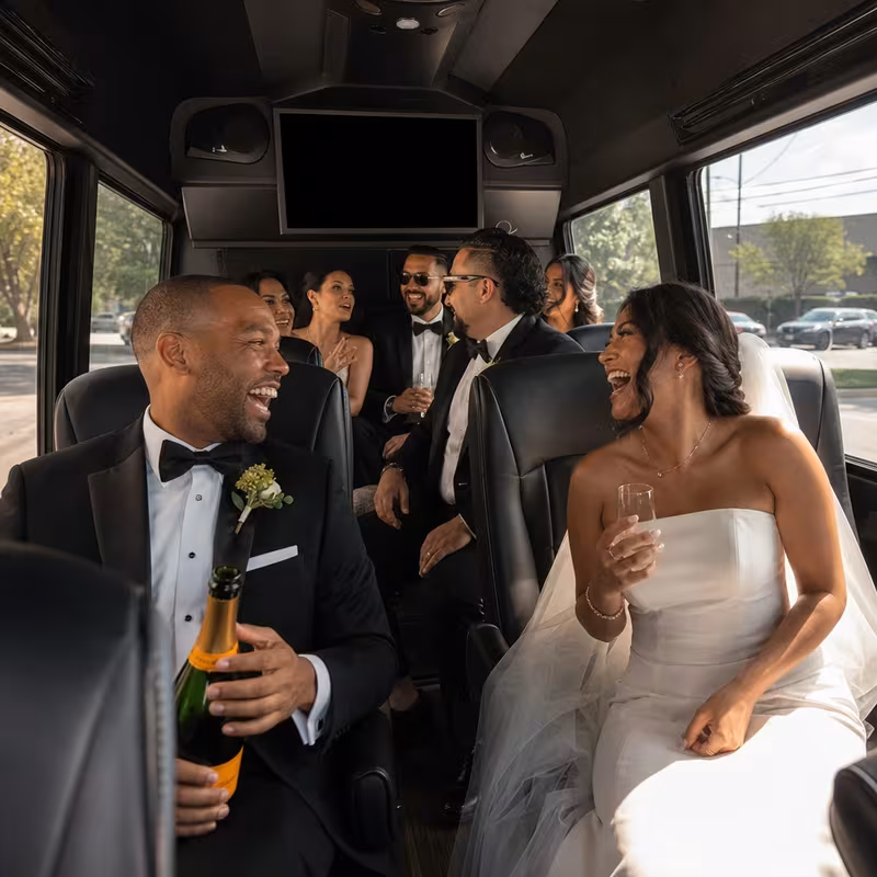 Black Mercedes Sprinter van staged for an Gilbert Wedding Transportation group
