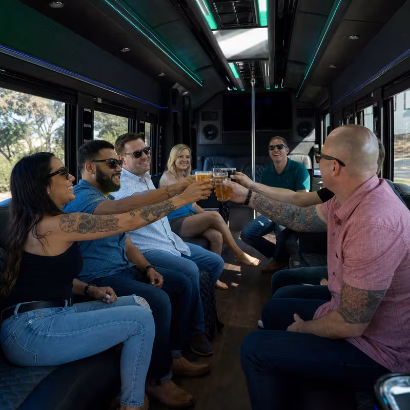 Black Mercedes Sprinter van staged for an Gilbert Winery & Brewery Tour Transportation group
